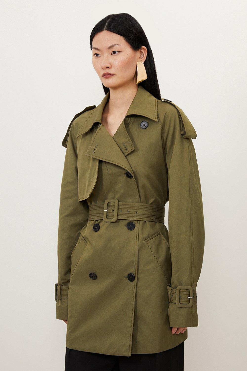 

Короткий тренч с поясом Karen Millen, хаки