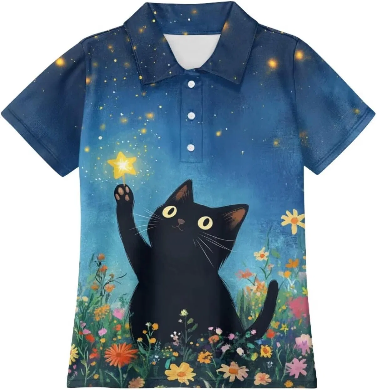 Поло для девочек с воротником Snilety, Cat — фото 3