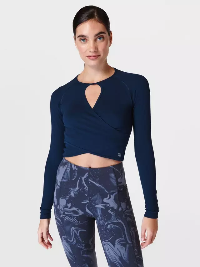 

Топ Sweaty Betty Cropped Wrap, цвет navy/blue