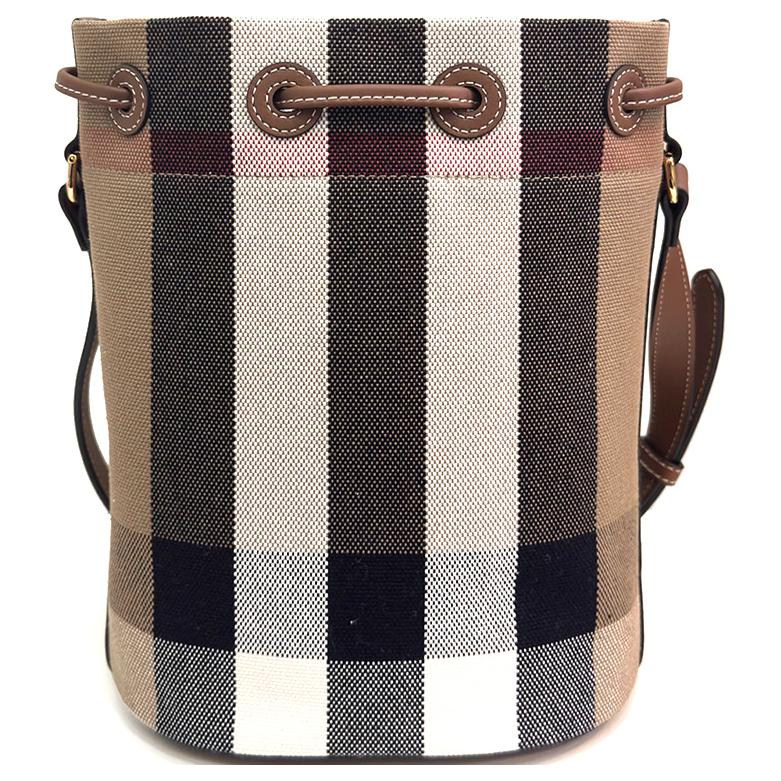 Сумка-ведро Burberry из хлопка и льна с кожаными деталями — фото 4