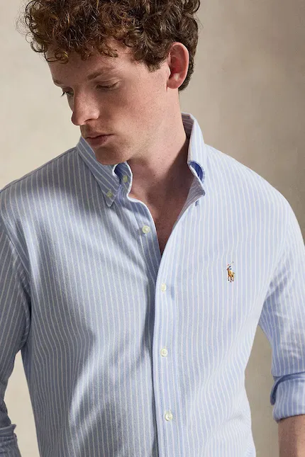 Рубашка хлопковая Koszula męska хлопок Polo Ralph Lauren, белый — фото 4