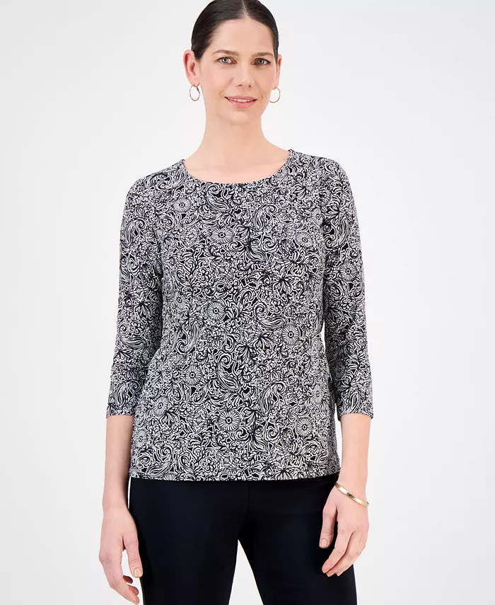 

Миниатюрный жаккардовый топ с принтом JM Collection, черный