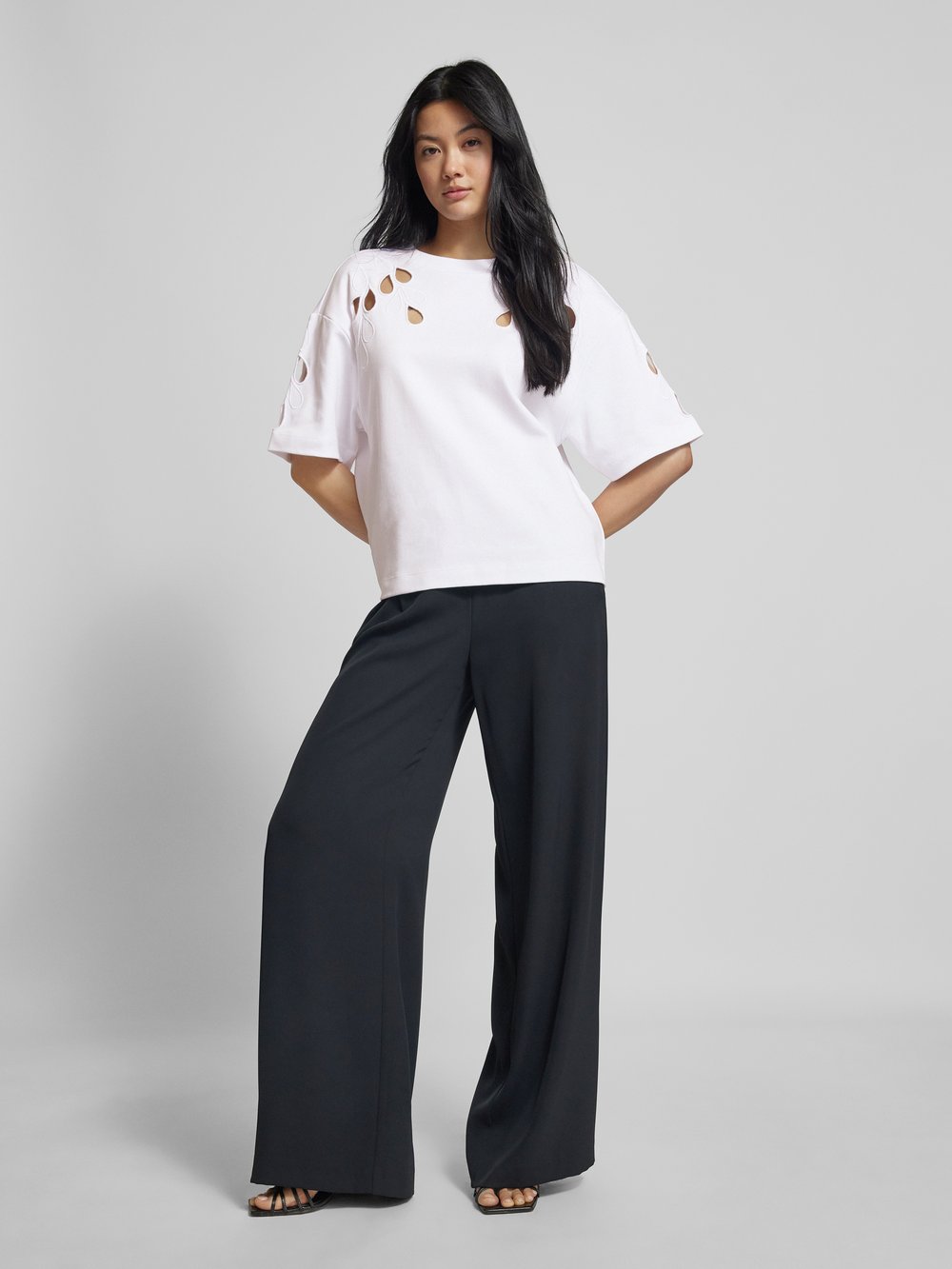 

Футболка с ажурным узором Jake*s Collection, белый