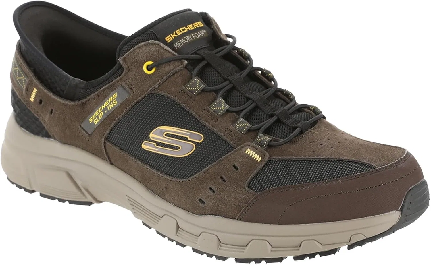 Мужские походные кроссовки Skechers Oak Canyon, неизменно выигрывающие в категории "Лучший выбор", Brown Leather Textile Synthetic Black Trim