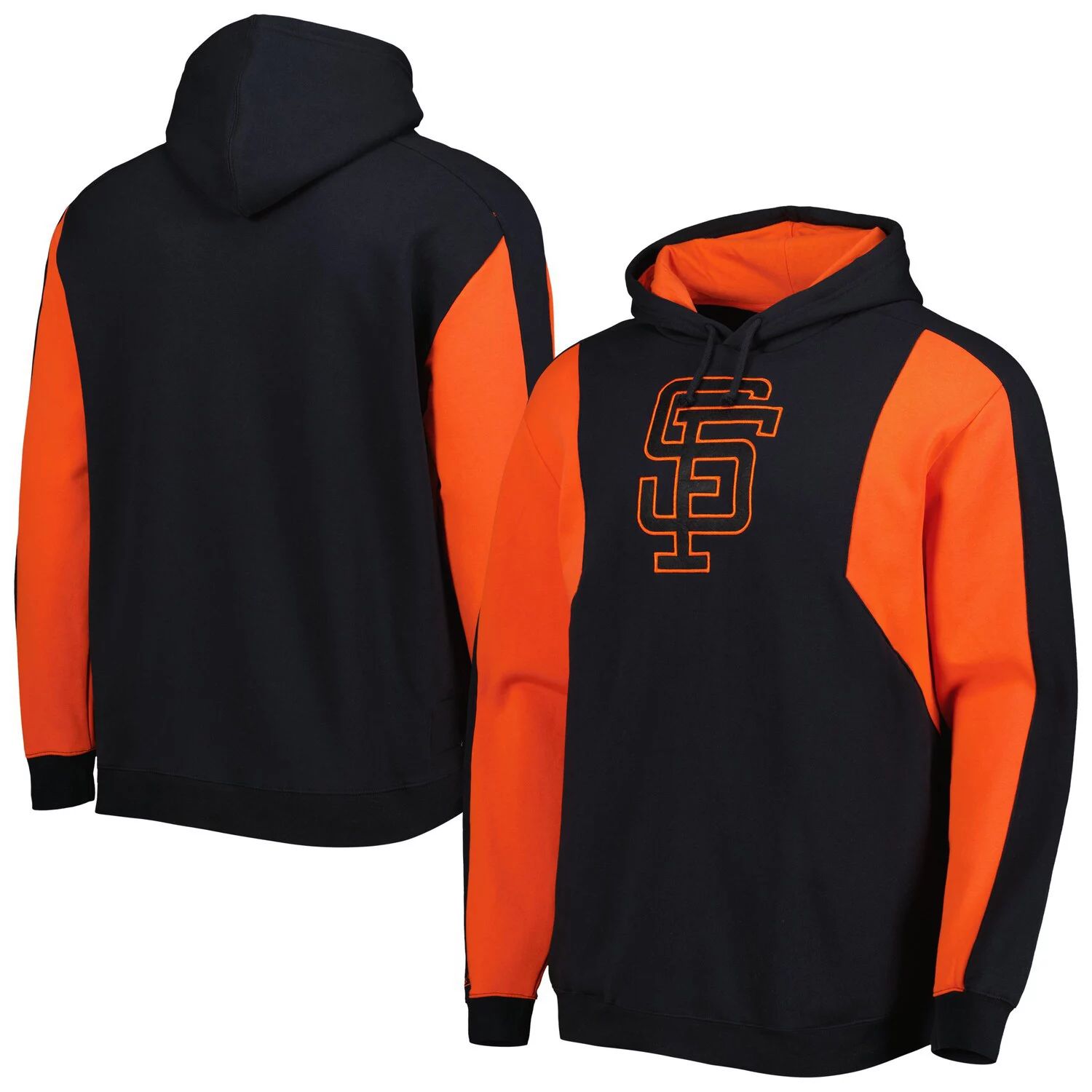 

Мужской флисовый пуловер с капюшоном Mitchell & Ness черный/оранжевый San Francisco Giants с цветными блоками