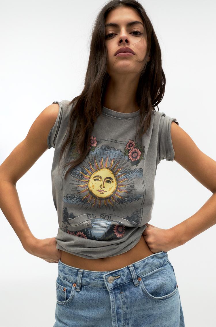 

Футболка от солнца Pull And Bear, серый