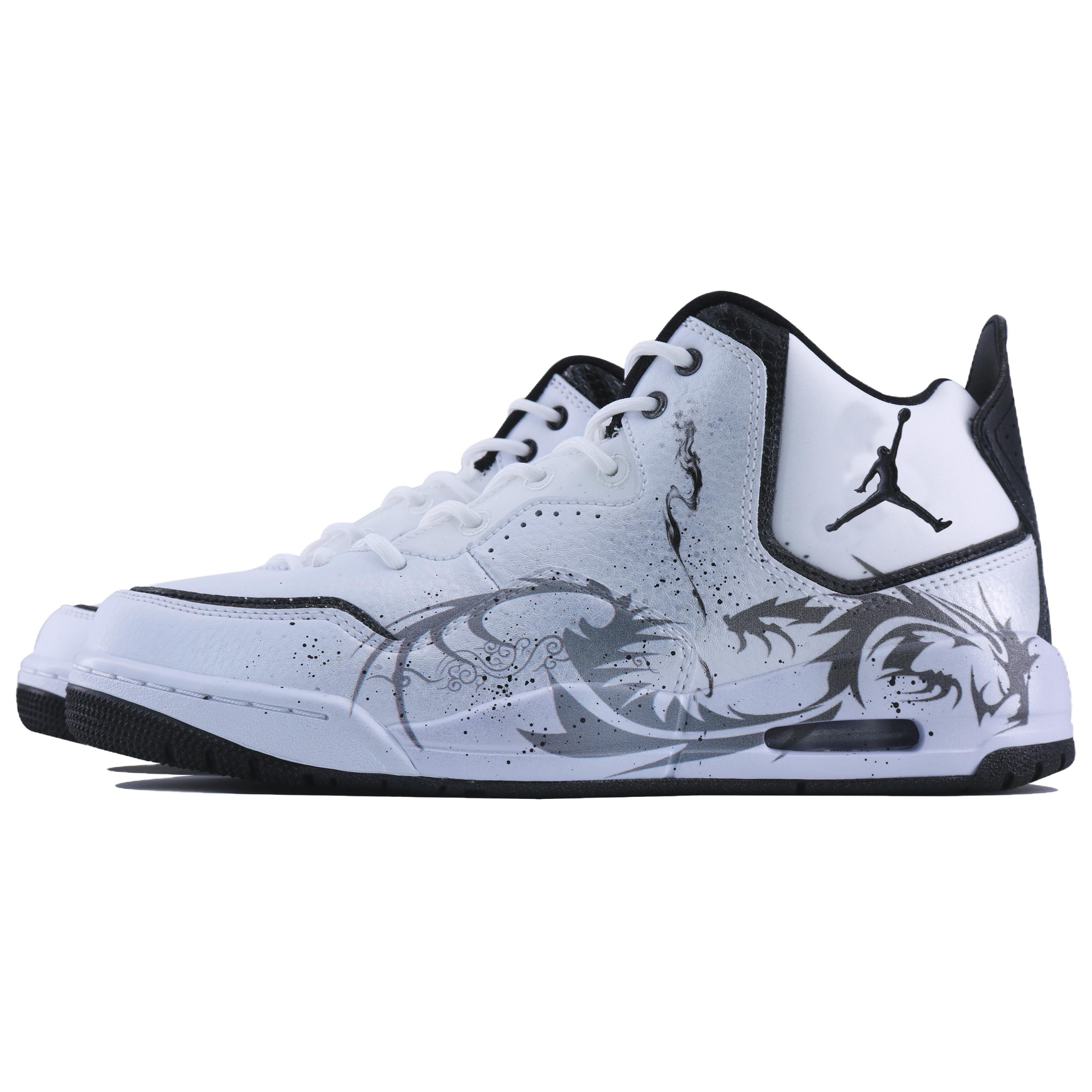 Jordan Кроссовки баскетбольные Courtside 23 Cloud Serpent Mid top мужские, устойчивые к истиранию, винтажные, белый серый черный — фото 4
