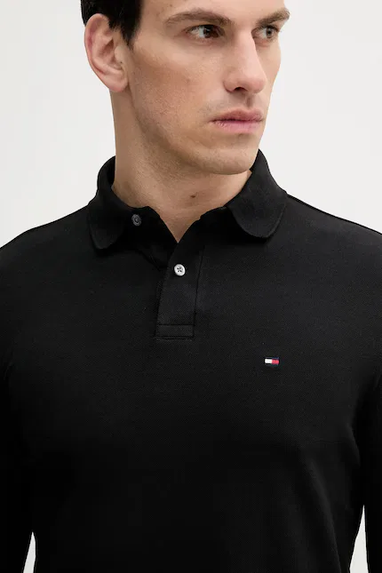 Лонгслив с длинным рукавом из мягкого хлопка Tommy Hilfiger, черный — фото 4