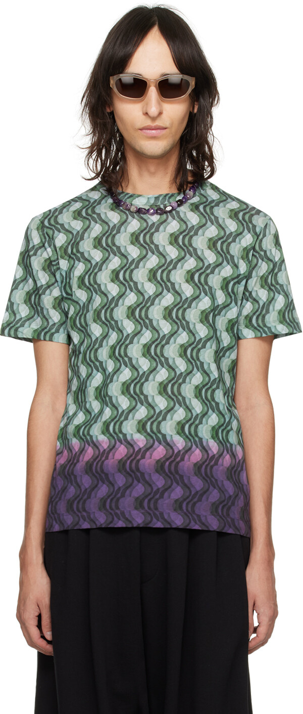 

Зеленая футболка, окрашенная вручную Dries Van Noten