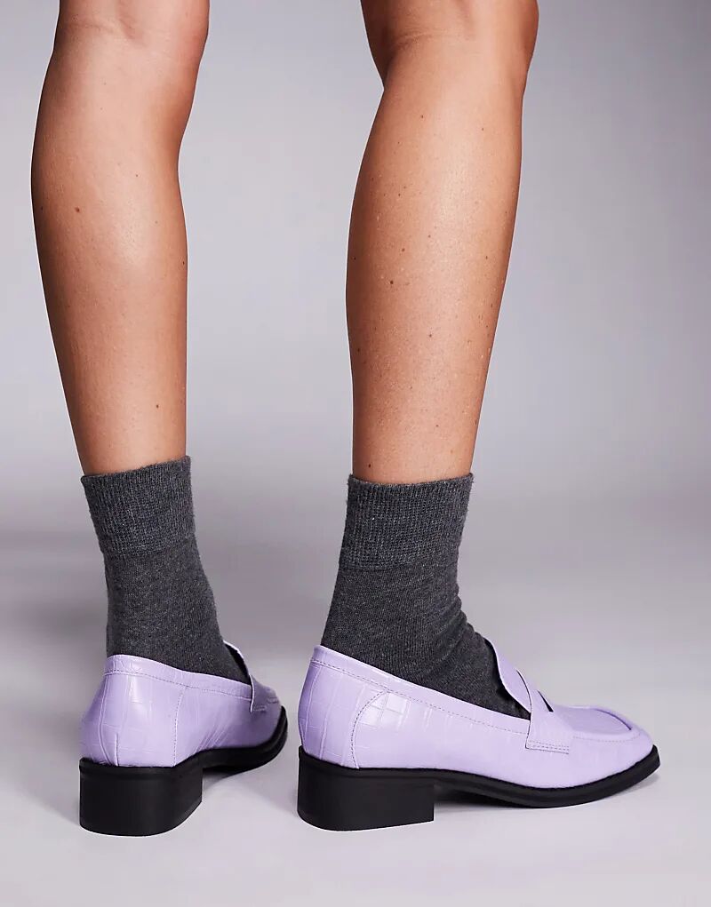 Лоферы Public Desire Decaf из фиолетового крокодила — фото 2