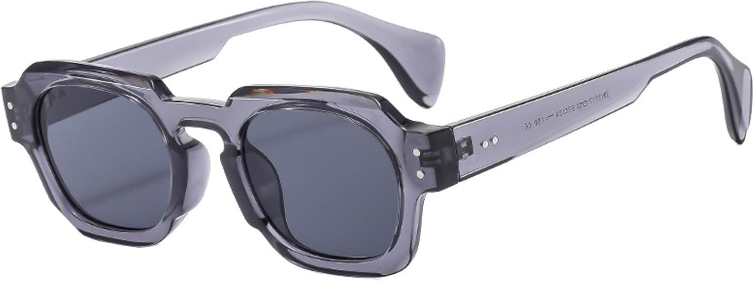 

Женские солнцезащитные очки, модные, с прозрачными линзами цвета океана, защита от УФ-излучения UV400, винтажные, мужские, с заклепками, в стиле панк VVTWSSW, Grey Grey