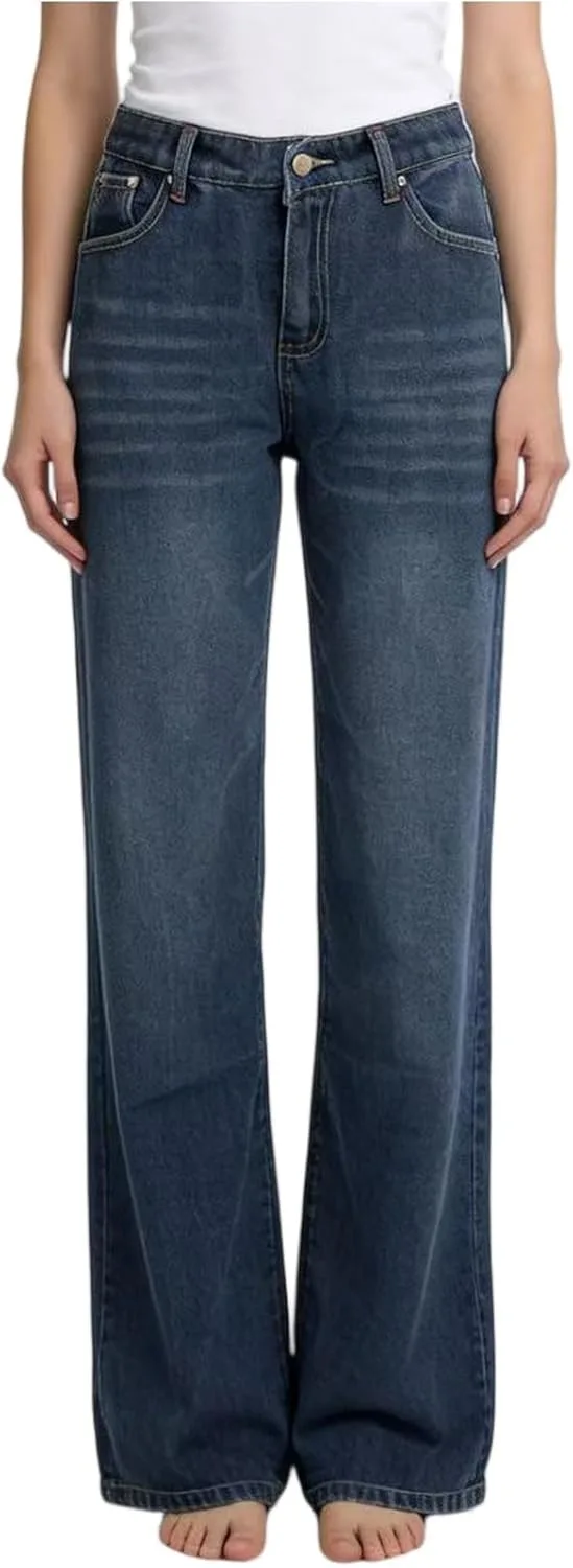 

Женские мешковатые джинсы mid low waist streetwear vintage wide leg BEIBEINOYA