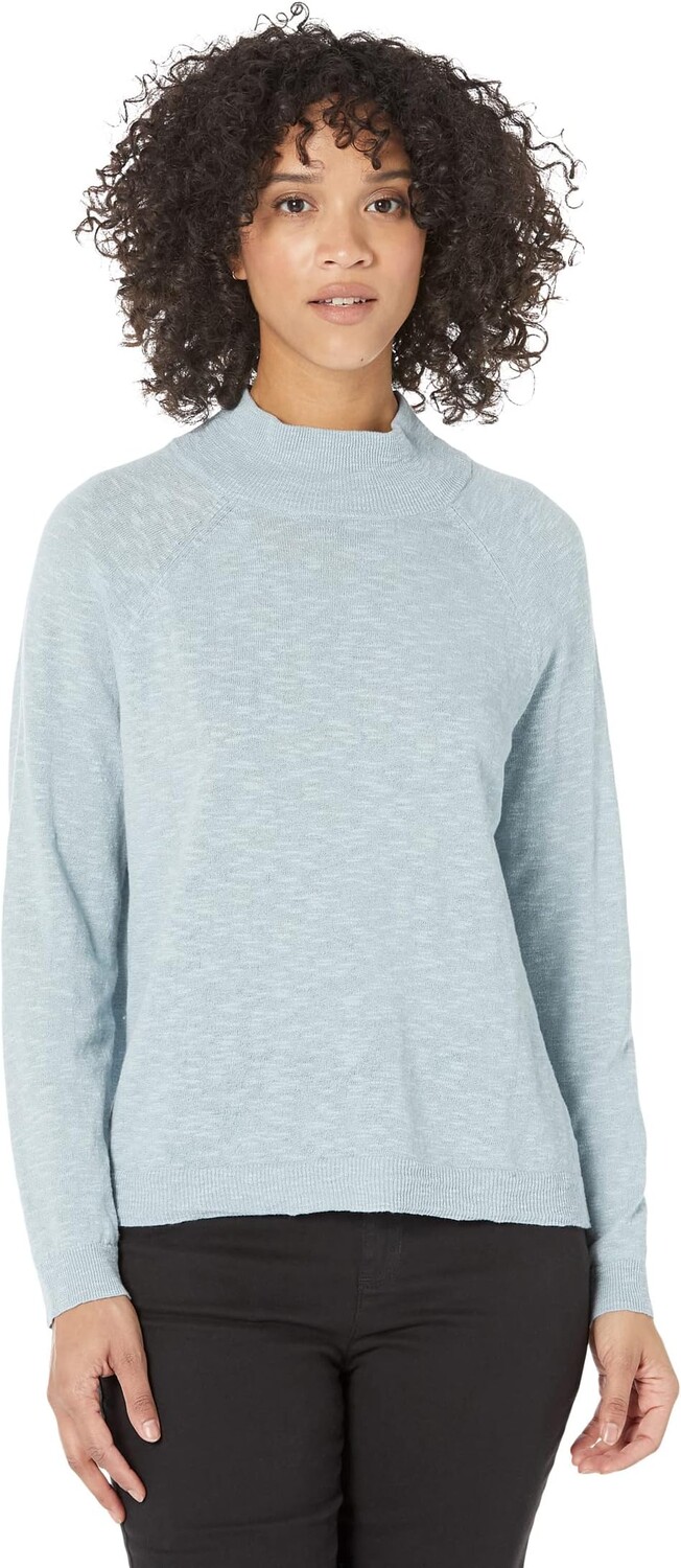 

Топ Eileen Fisher Funnel Neck Top in Organic Cotton Linen Slub, цвет Frost