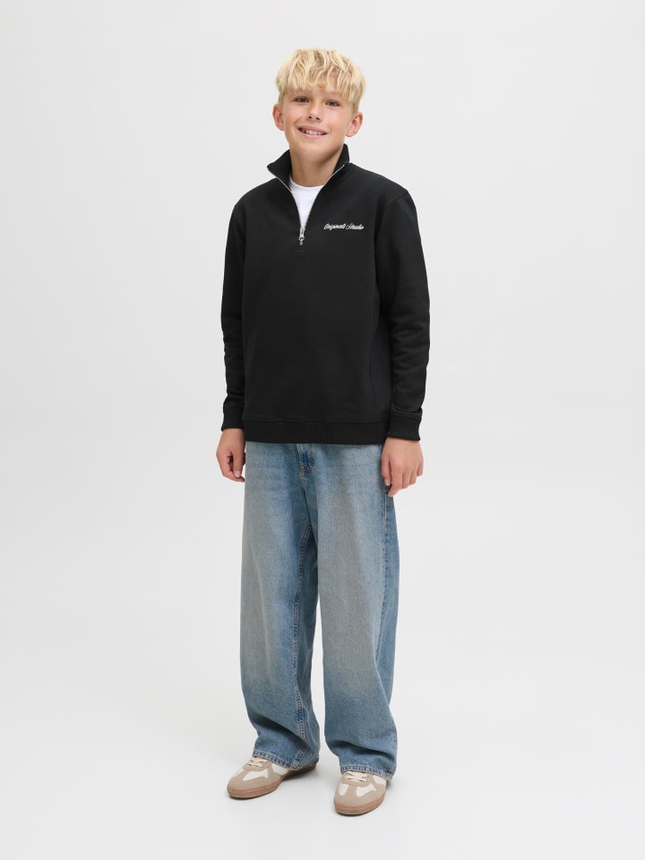 JACK & JONES Junior Черная толстовка с застежкой-молнией до середины груди — фото 4