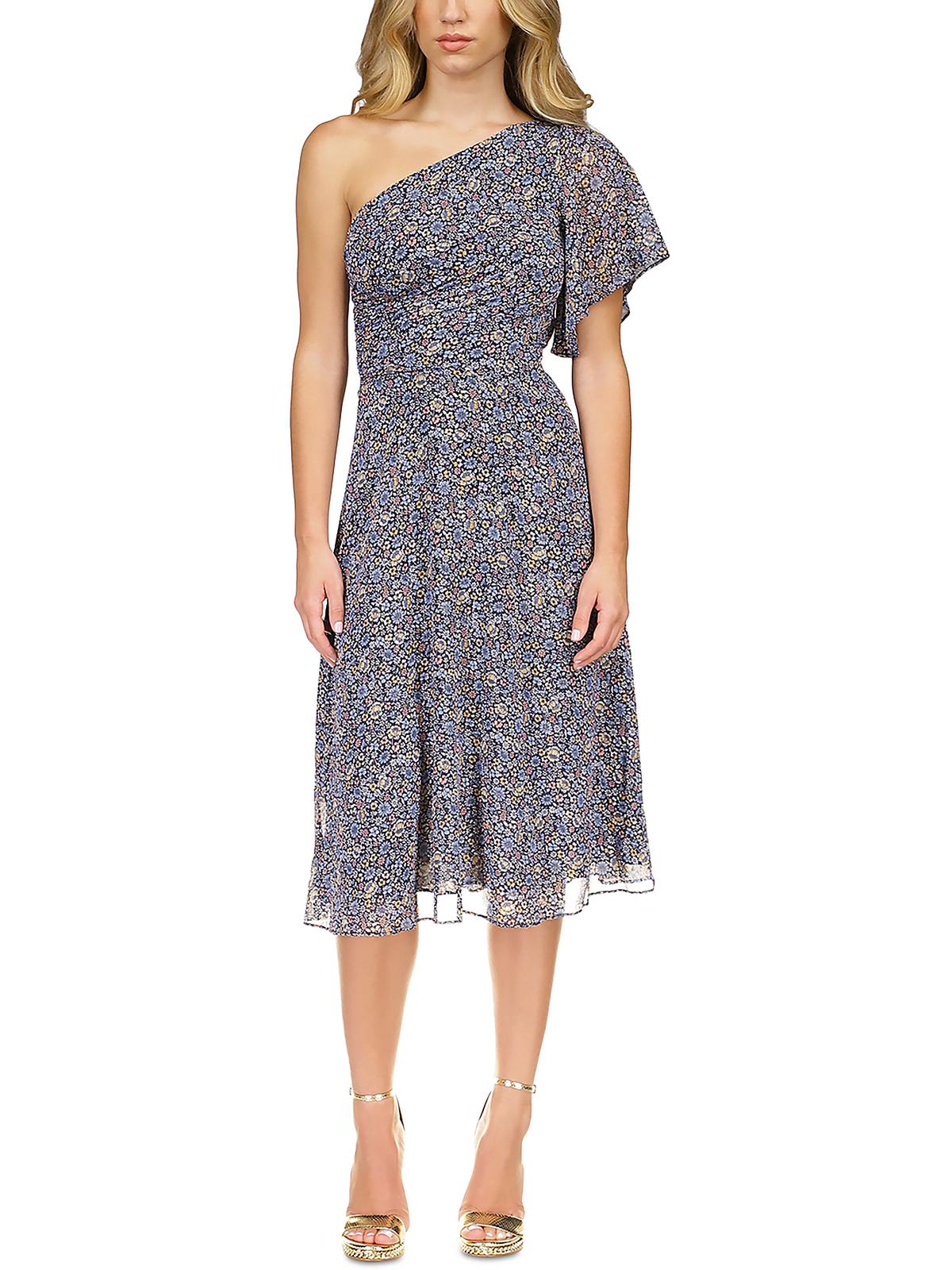 

Женское платье миди с цветочным принтом на одно плечо MICHAEL Michael Kors, цвет dusty rose