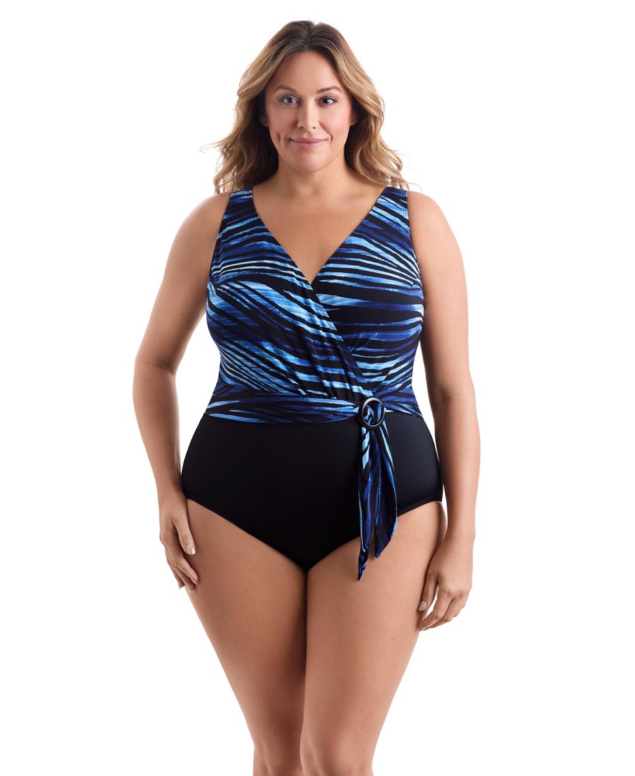 

Женский цельный купальник из папье-маше с поясом и запахом, удлиненным торсом Longitude, Second wave