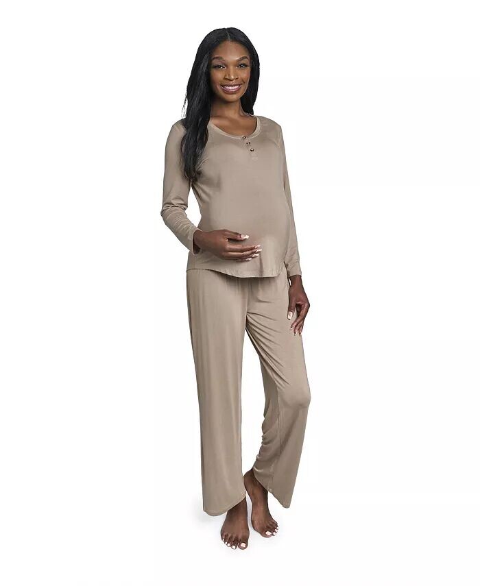 

Топ и брюки для беременных Laina / Пижамный комплект для кормления Everly Grey, коричневый/бежевый