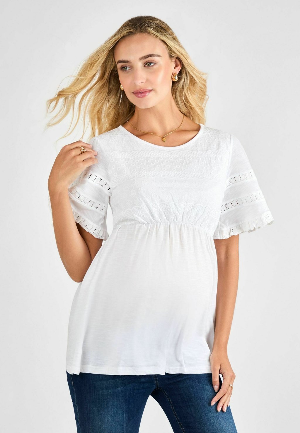 

Футболка с принтом MATERNITY FIT - BRODERIE - Blouse JoJo Maman Bébé, белый