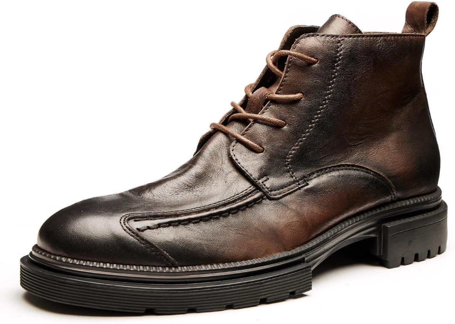 

Мужские модные кожаные оксфорды, ботинки до щиколотки, шнуровка, боковая молния, высокие, комфортные, легкие, нескользящие, чукка, стильные ботинки для прогулок, работы, поездок, повседневной носки, дерби, мотоциклетные ботинки Yrzhgdl, коричнев...