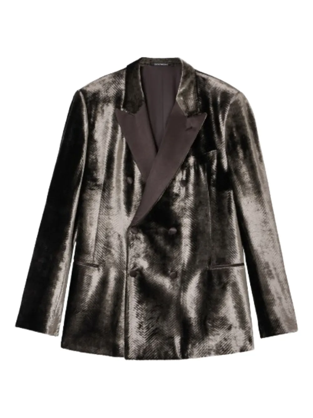 

Двубортный пиджак из ткани ёлочка Emporio Armani, коричневый