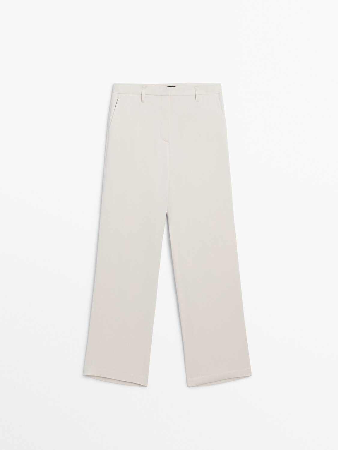 

Широкие атласные брюки Massimo Dutti, бежевый