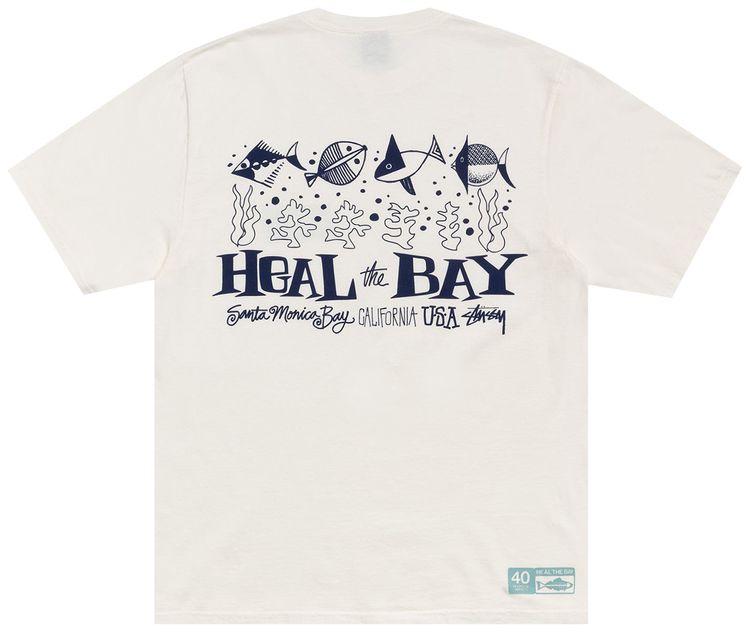 Футболка Stussy Heal The Bay 40, окрашенная пигментом, кремовый — фото 2