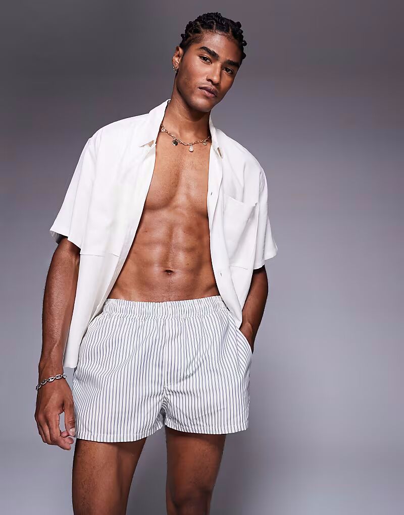 

Суперкороткие шорты для плавания ASOS DESIGN в синюю полоску