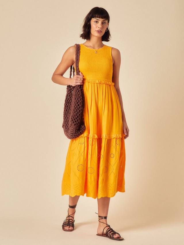 

Платье миди с присборенной отделкой Blossom Nobody's Child, Yellow