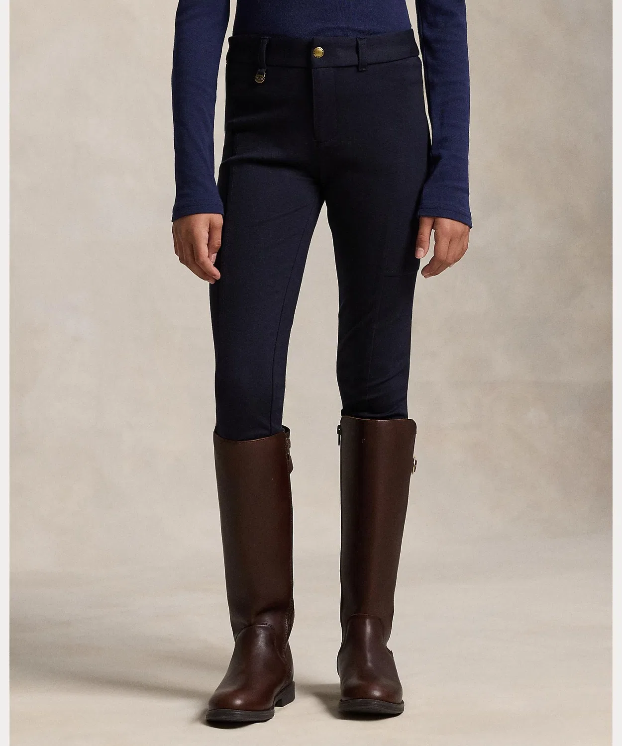 Леггинсы из хлопкового стрейч-материала Polo Ralph Lauren, тёмно-синие — фото 4