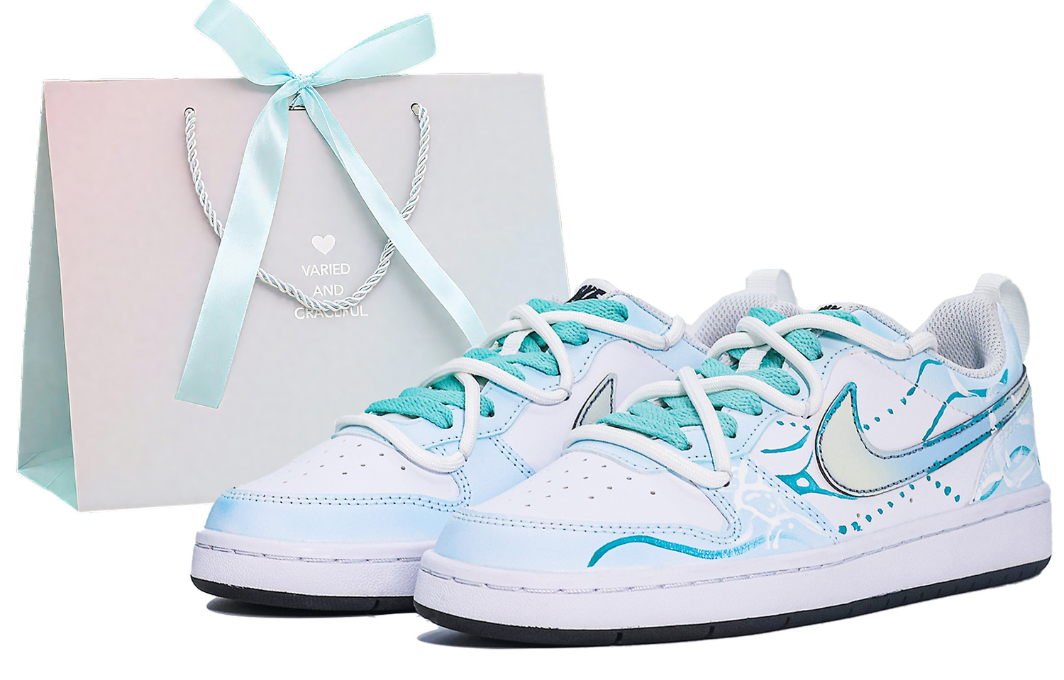 

Court Borough с амортизацией, износостойкие низкие скейтерские кроссовки Kids' Nike, синий