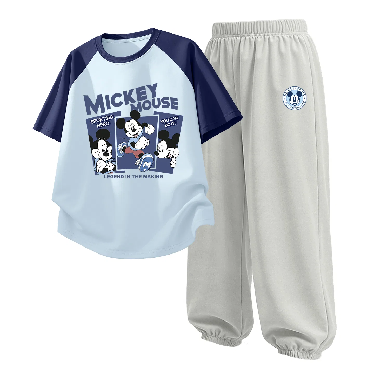 Детский спортивный костюм Casual Sportswear 2 Piece Set Disney, Happy Sunny Blue+Disney Round Logo Mickey Mouse K Glacier Gray
