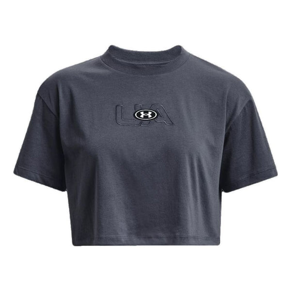 

Футболка branded logo crop t-shirt 'storm grey' Under Armour, серый