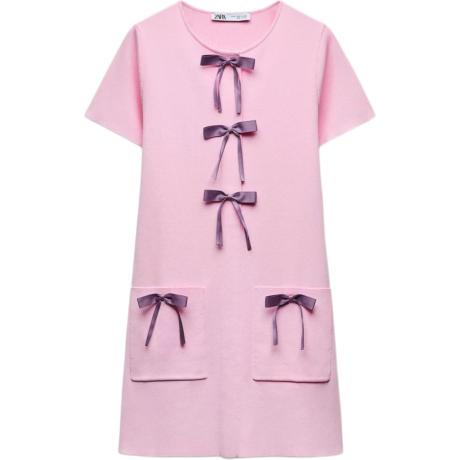 

ZARA Женское платье с короткими рукавами, розовое