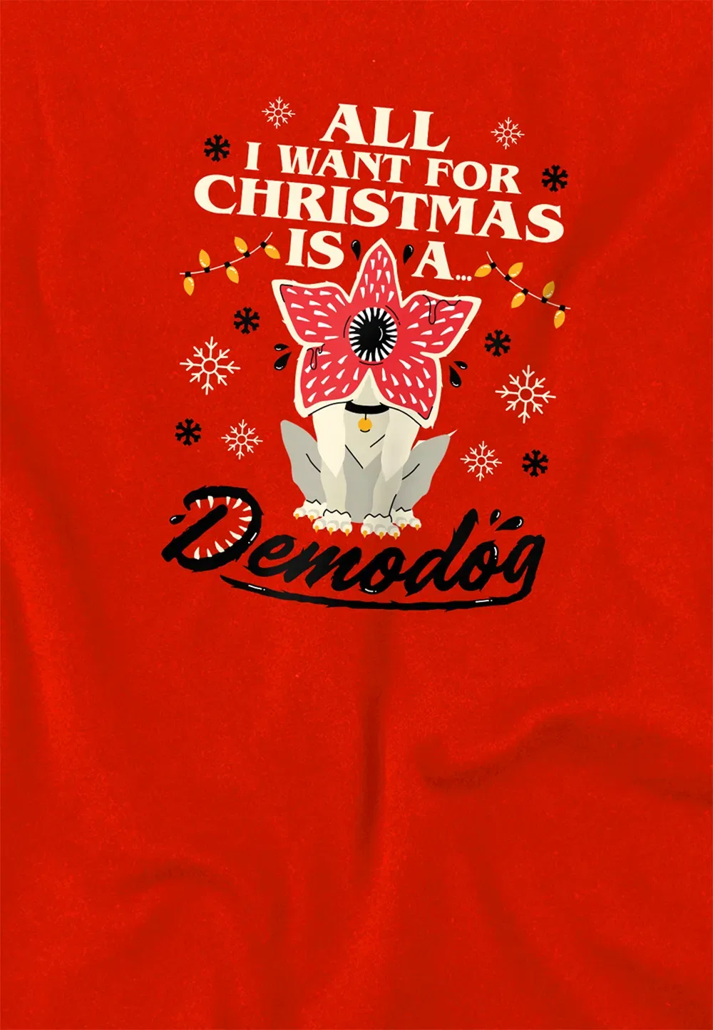 Детский худи Stranger Things Demodog Christmas, красный, красный — фото 2