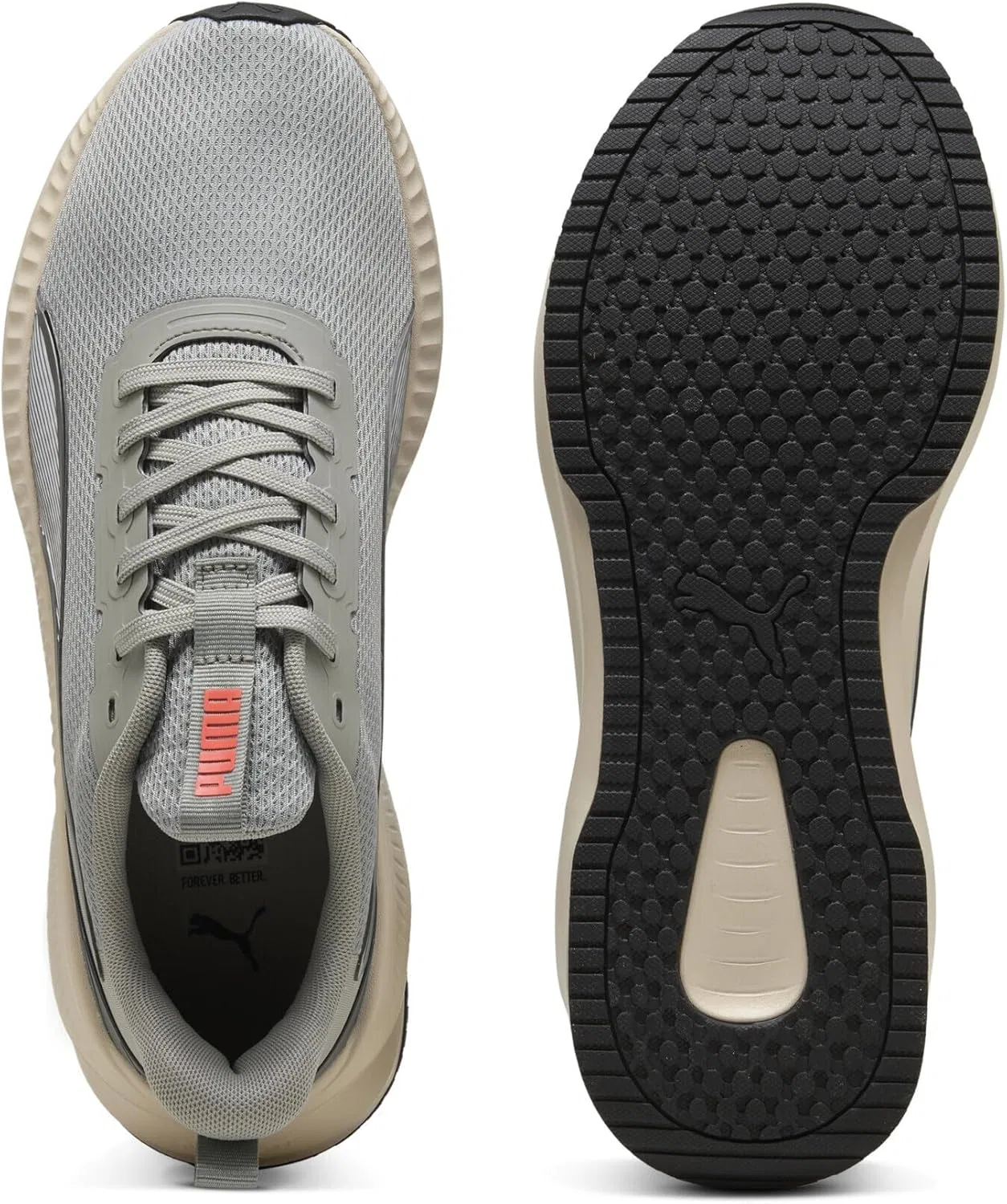 Кроссовки для бега Puma Flyer Lite 3 унисекс, Alpine Snow Flat Light Gray Black Glowing Red — фото 4