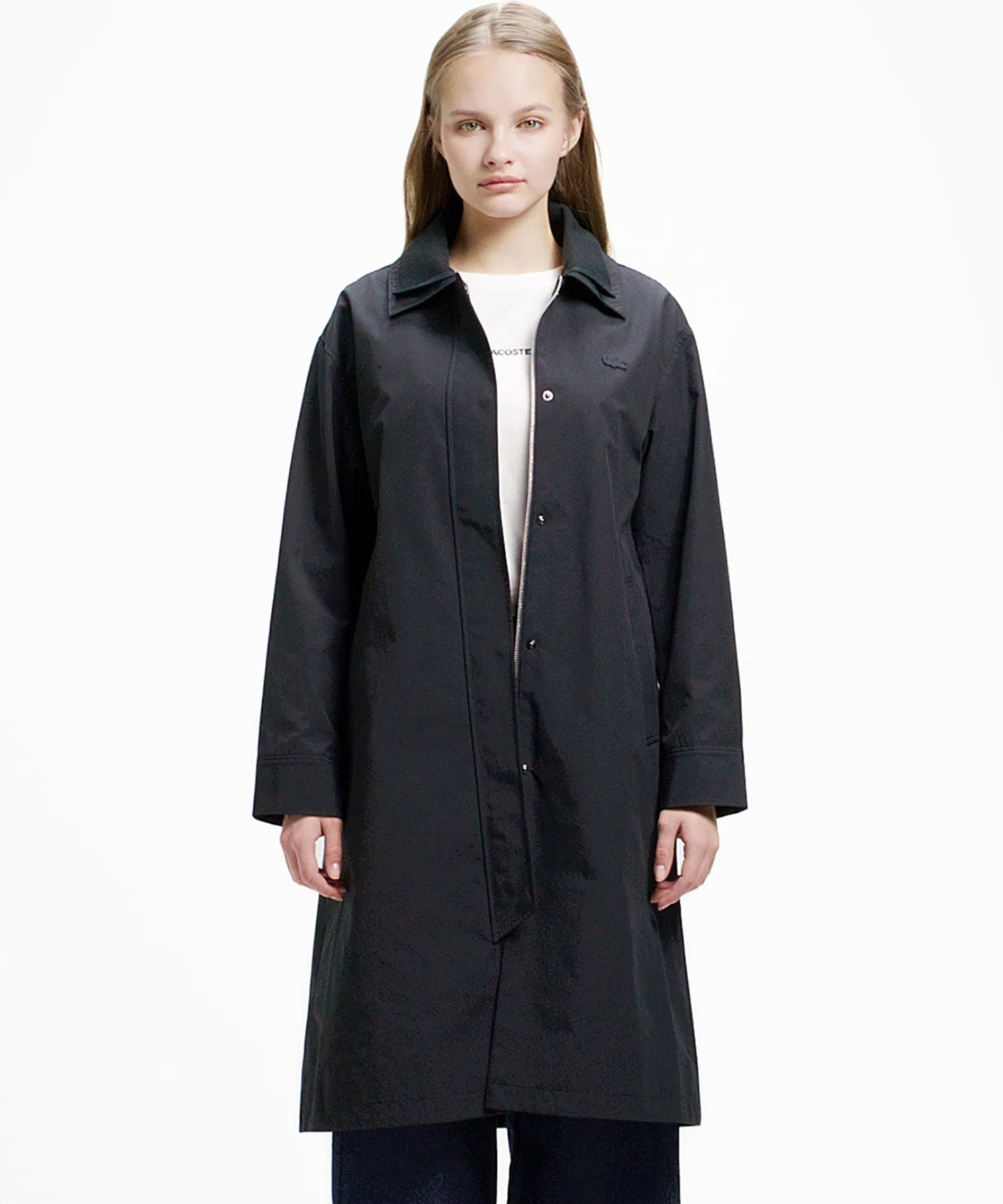 Спринг-коут LACOSTE с двойным воротником, черный