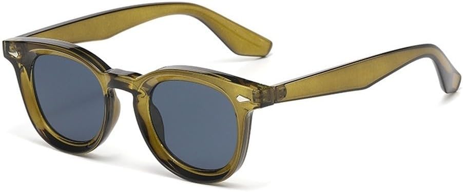 

Модные овальные солнцезащитные очки для женщин в стиле ретро с заклепками, сине-зеленые, с защитой от УФ-излучения UV400, трендовые солнцезащитные очки для мужчин SKFGNX, Olive Green Gray