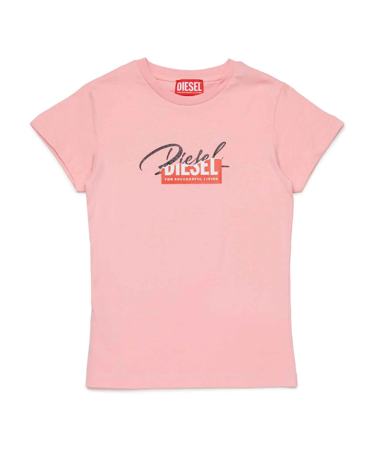Унисекс футболка с логотипом DIESEL KIDS светло-розовая