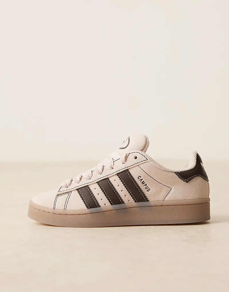 Кроссовки Adidas Originals Campus 00-х в светло-розовом и коричневом цветах — фото 2