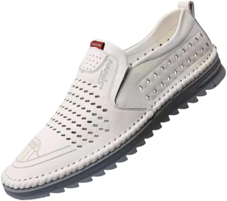 

Мужские повседневные туфли с перфорацией, стильные, удобные, дышащие лоферы с мягкой подошвой, подходят и деловых встреч Hoalox, белый