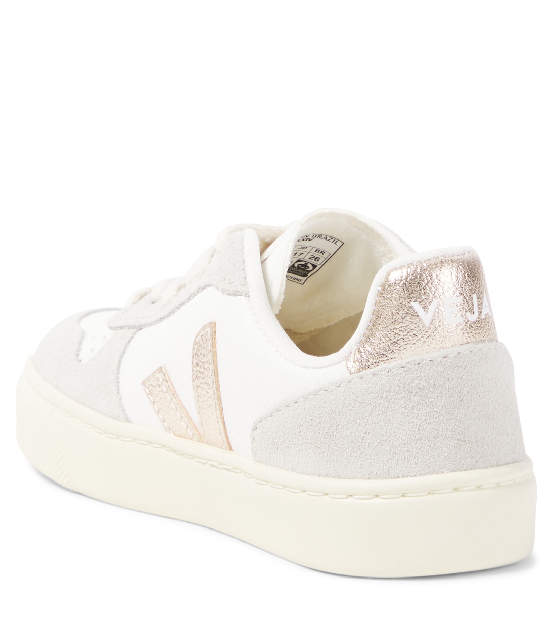 Кожаные кроссовки со шнурками V-10 Veja Kids, Extra-White_Platine_Natural — фото 2