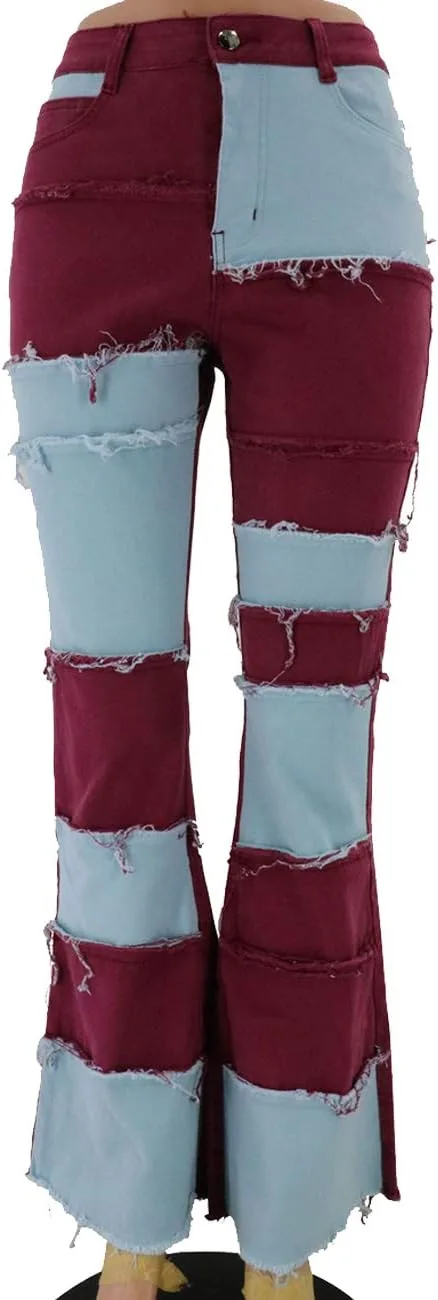 

RINTONIX Женские джинсы с высокой талией и потертостями в стиле 90-х