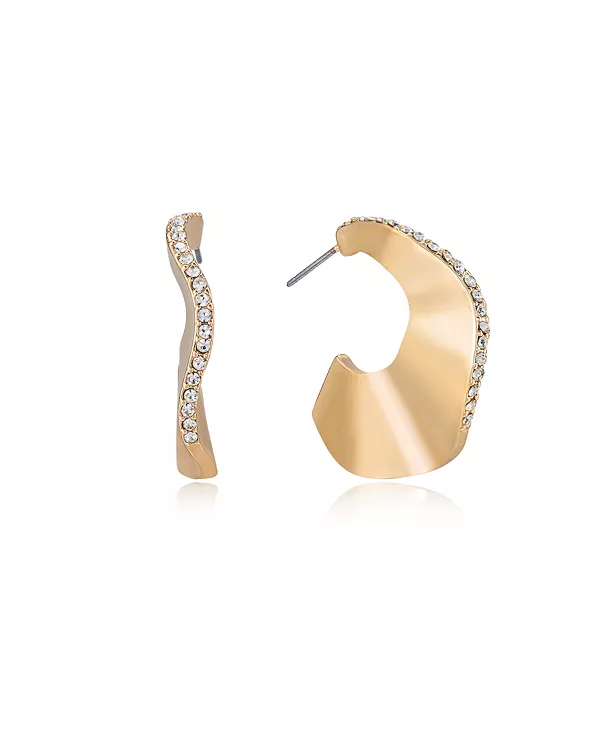 

Серьги-Кольца с волнистым паве, покрытые 18-каратным золотом Ettika, gold