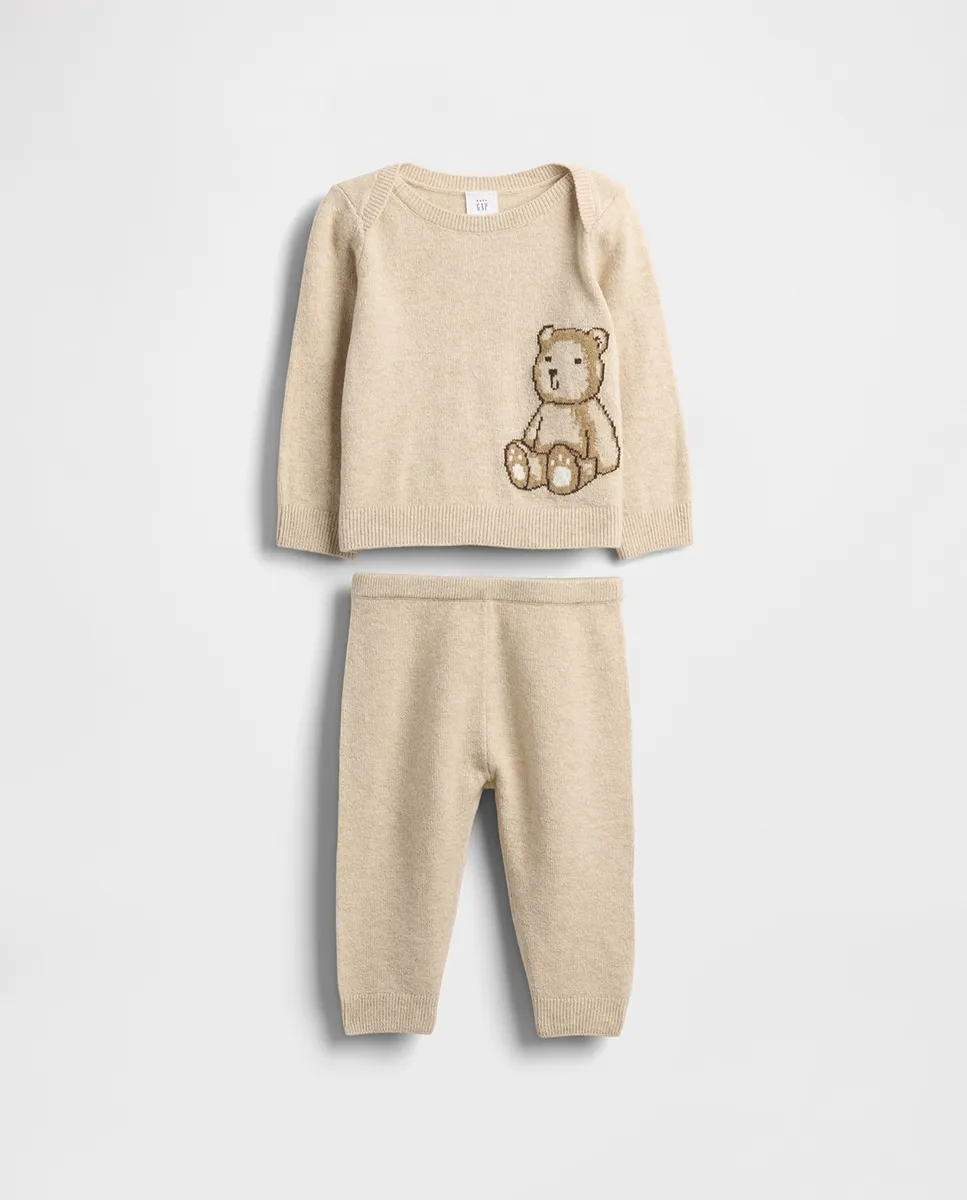 

Комплект детских свитеров с медвежонком Brannan Baby CashSoft Gap, бежевый