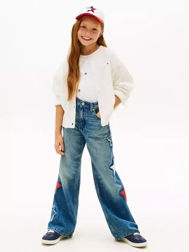 Детский хлопковый кардиган ажурной вязки с косами, белый Tommy Hilfiger — фото 2