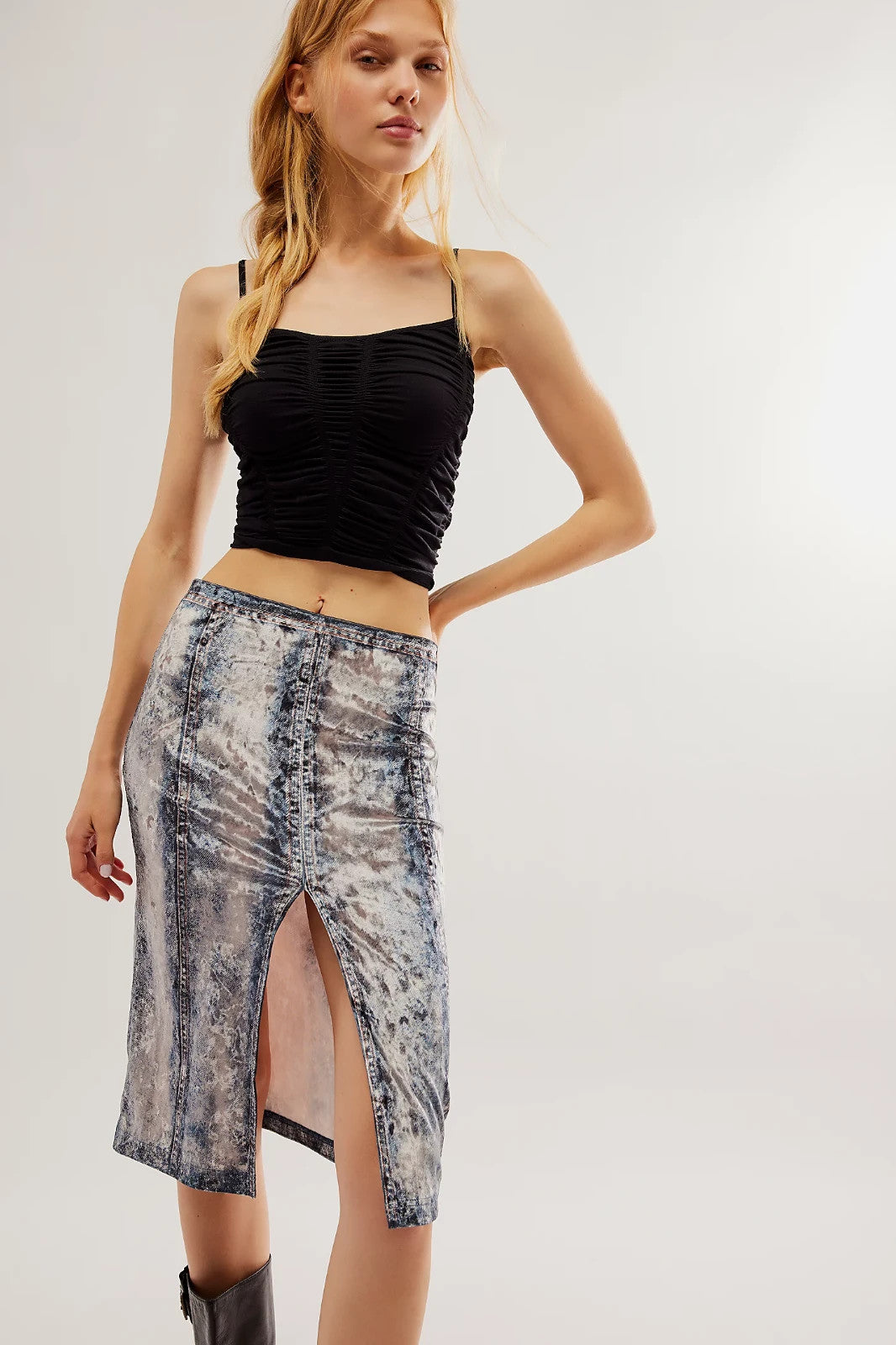 

Юбка-карандаш Diesel O-Mary, женская, синяя, эластичная, с разрезом спереди, RED36 Diesel, синий