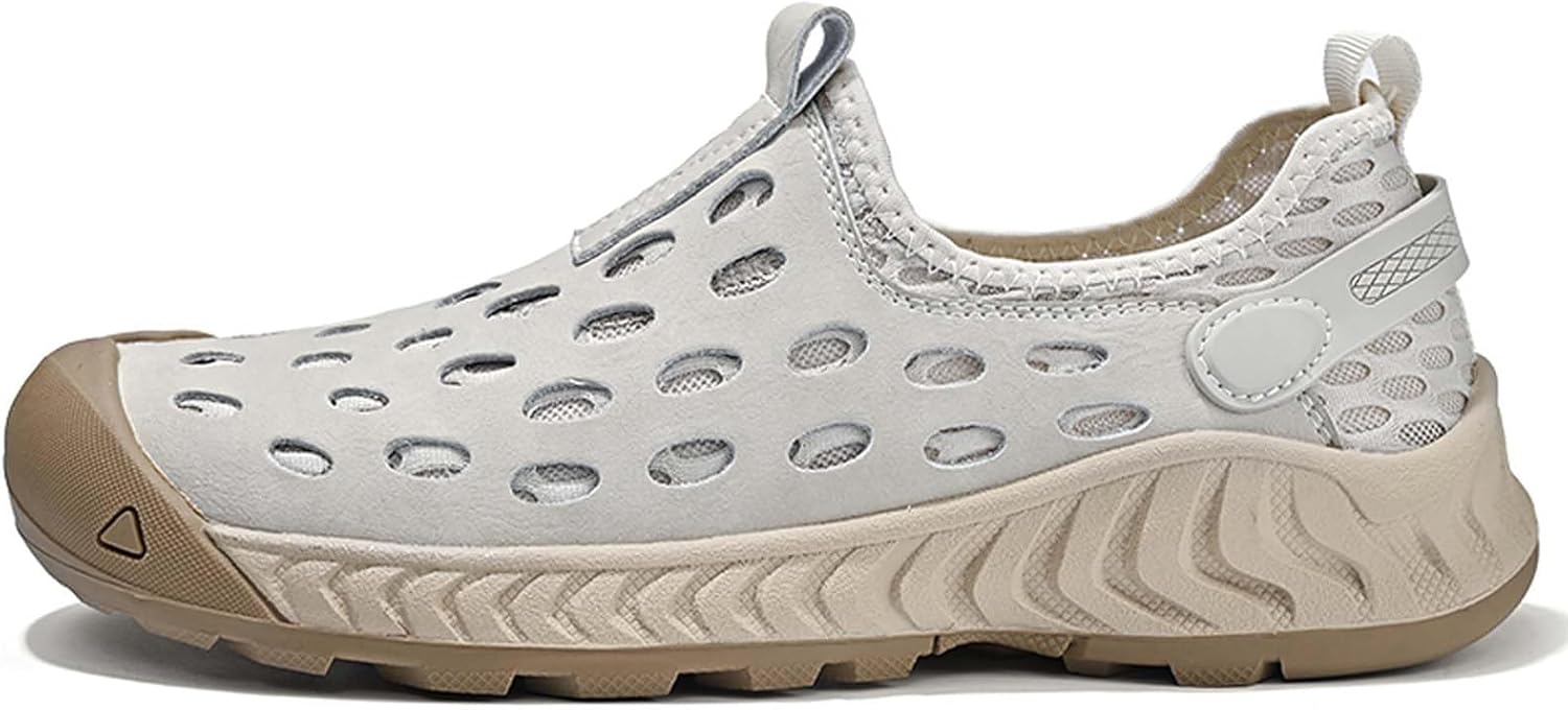 

Мужские дышащие сетчатые прогулочные кроссовки Летние легкие комфортные слипоны для походов Быстросохнущие пляжные сандалии Для отдыха на природе, кемпинга, альпинизма Нескользящие повседневные кроссовки Generic, серый