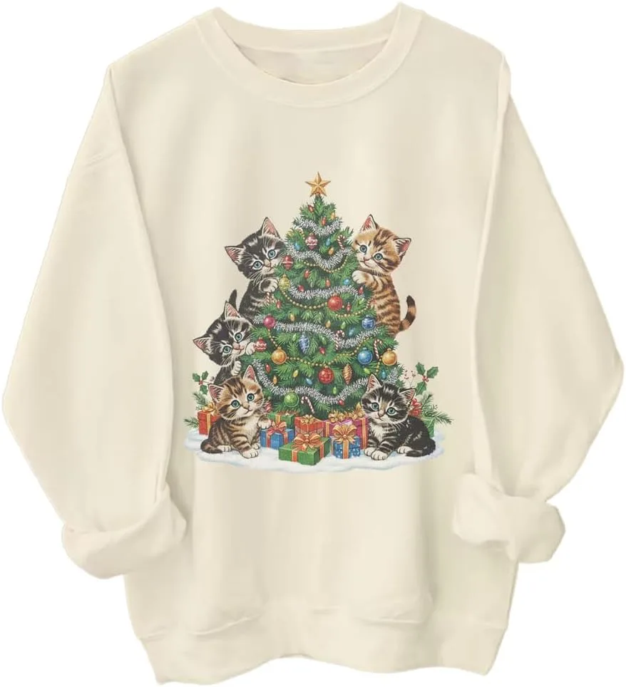 

Свитшот 90's Cat Christmas с длинными рукавами для женщин и мужчин Relliot