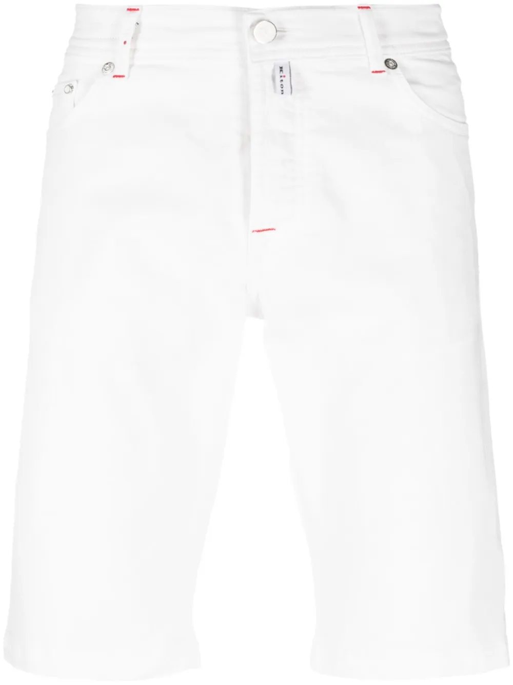

Джинсовые шорты с нашивкой-логотипом Kiton, белый