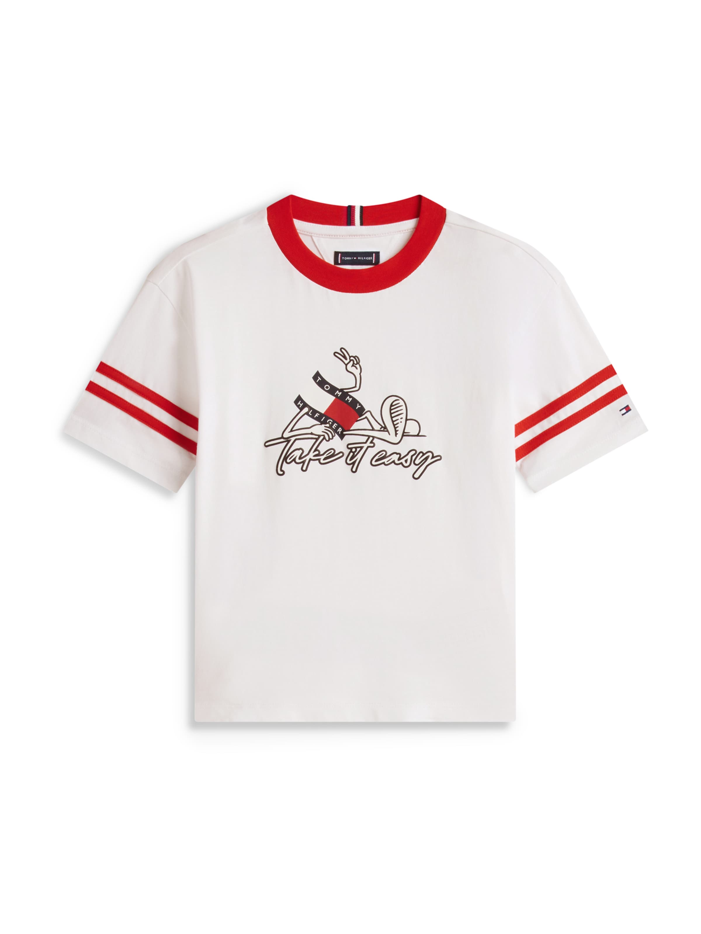 TOMMY HILFIGER Футболка 'TAKE IT EASY' в цвете Navy, White — фото 2